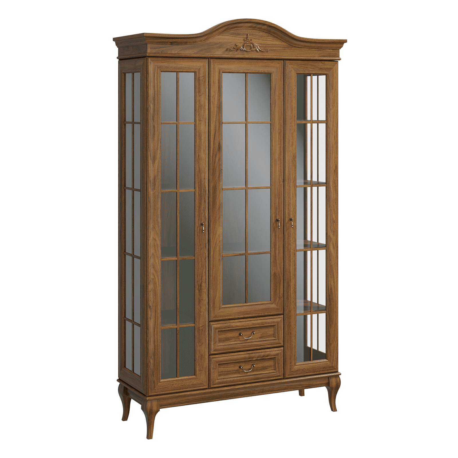 Шкаф для книг, витрина Стефани ,трехдверный ,орех